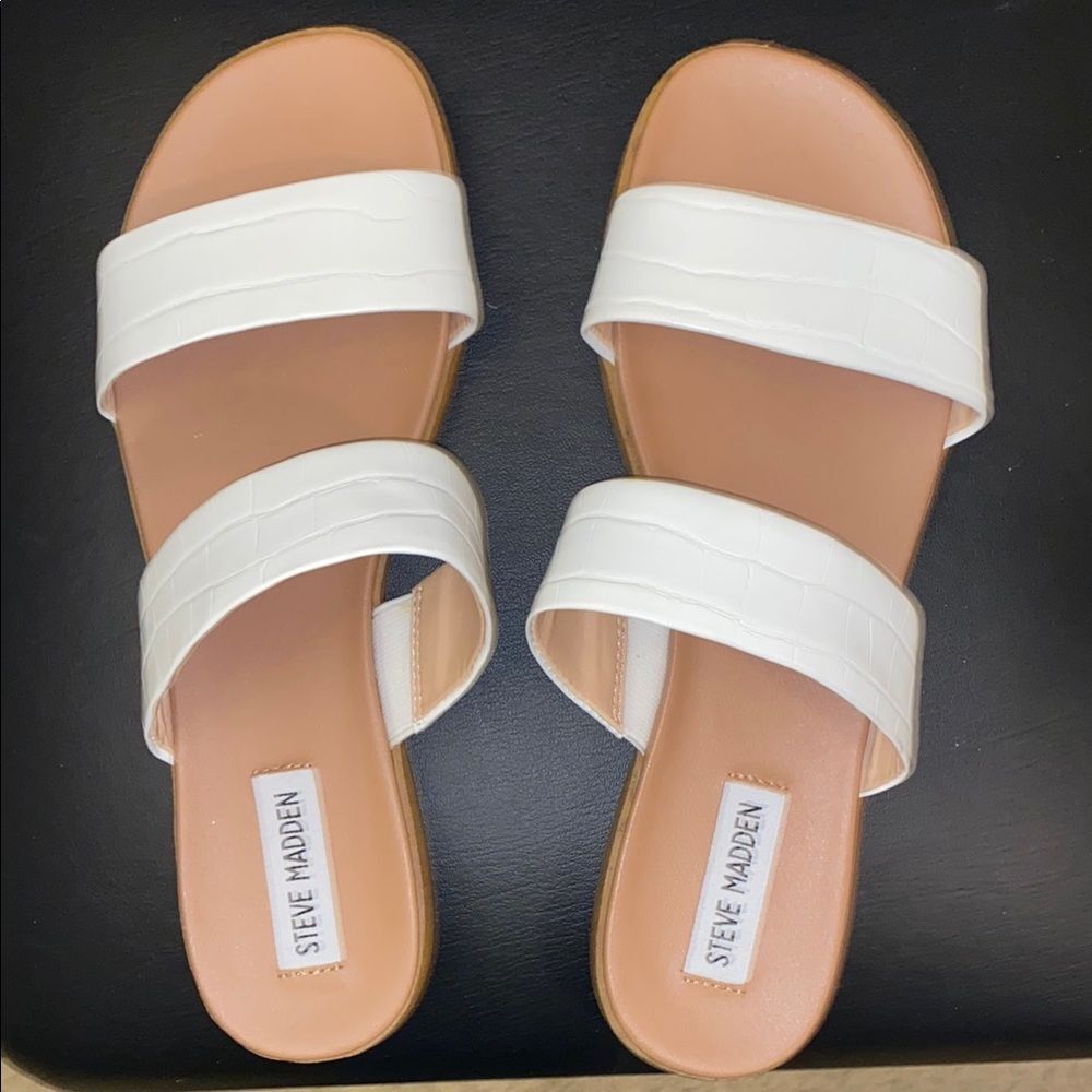 Steve Madden Dual Women's White Leather Sandals 8